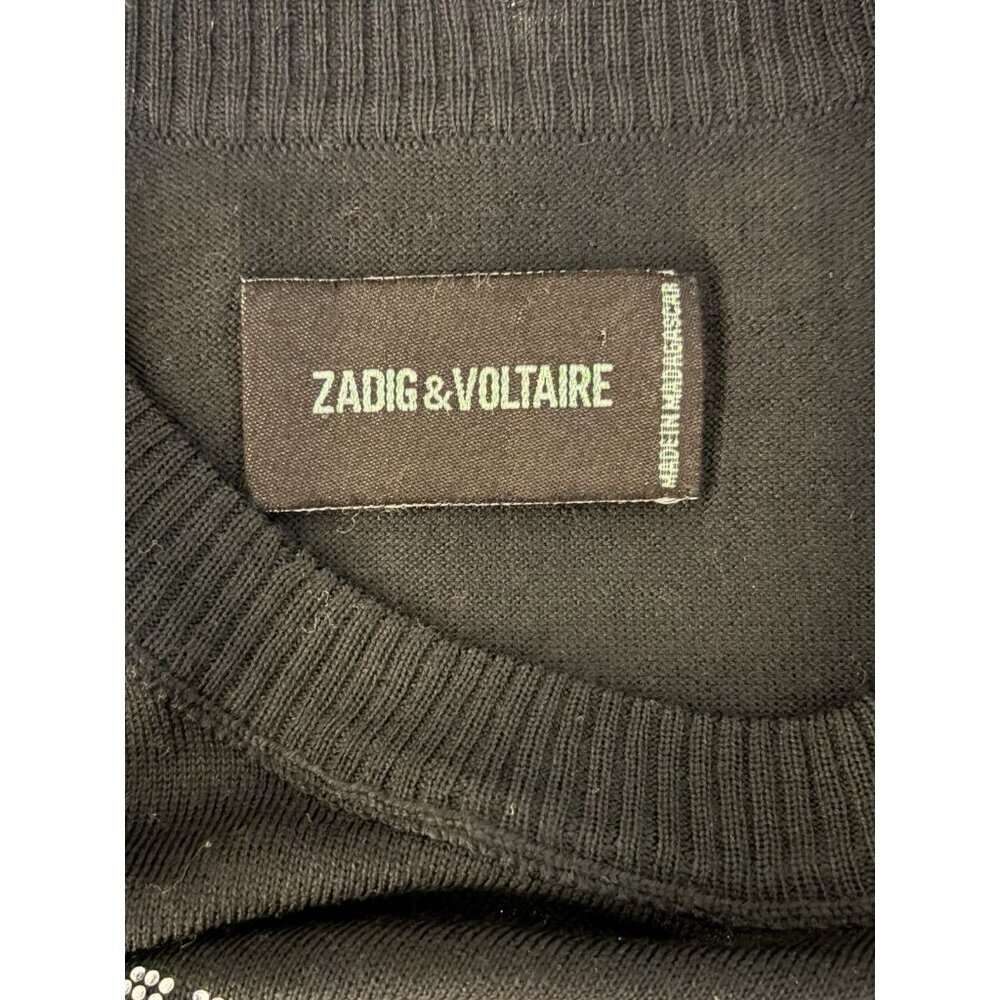 ZADIG & VOLTAIRE Merino Wool Rhinestone Lightweight Women’s Sweater Sz Medium - Picture 4 of 9